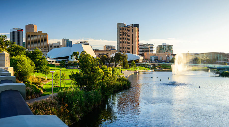 Adelaide city scape overlooking the river