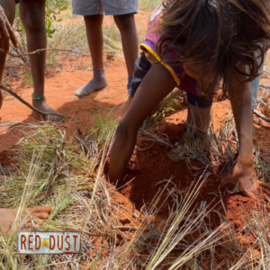 Indigenous child digging