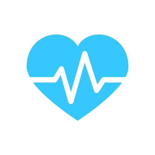 Icon of a blue heart with a white 'heart beat' line